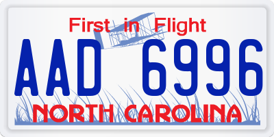 NC license plate AAD6996