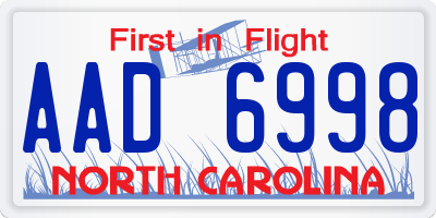 NC license plate AAD6998