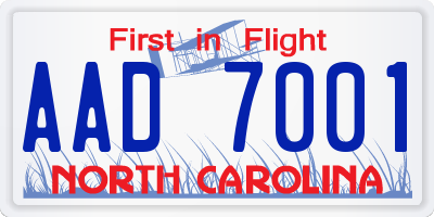 NC license plate AAD7001