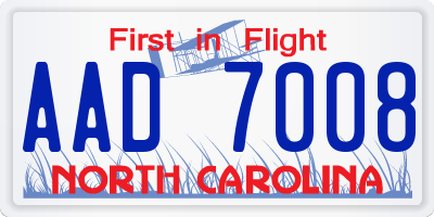 NC license plate AAD7008