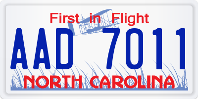 NC license plate AAD7011