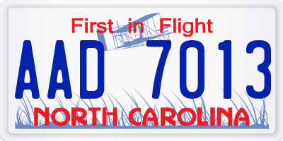 NC license plate AAD7013