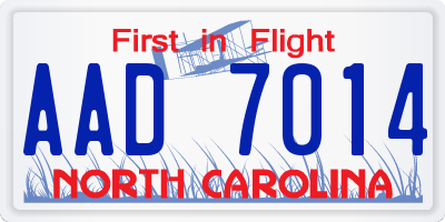 NC license plate AAD7014