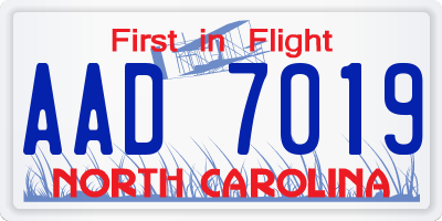 NC license plate AAD7019