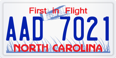 NC license plate AAD7021