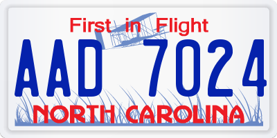 NC license plate AAD7024