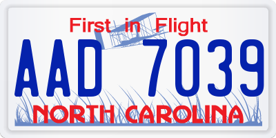 NC license plate AAD7039