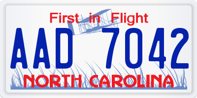 NC license plate AAD7042