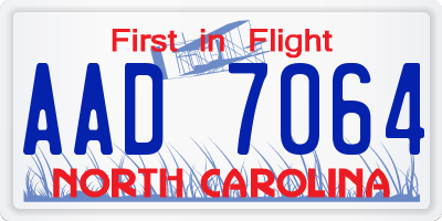 NC license plate AAD7064