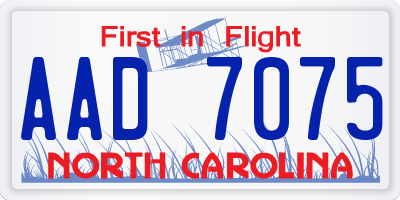 NC license plate AAD7075