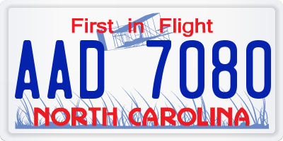 NC license plate AAD7080