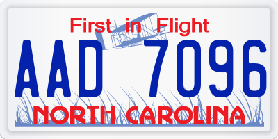 NC license plate AAD7096