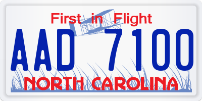 NC license plate AAD7100