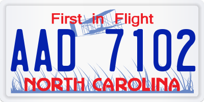 NC license plate AAD7102