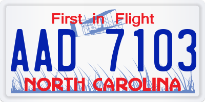 NC license plate AAD7103
