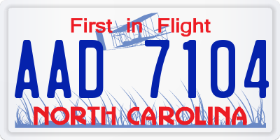 NC license plate AAD7104