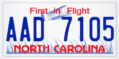NC license plate AAD7105