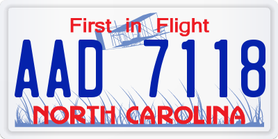 NC license plate AAD7118