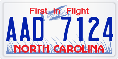 NC license plate AAD7124