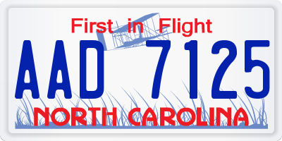 NC license plate AAD7125