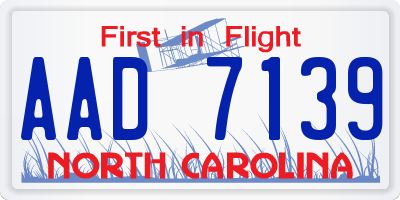 NC license plate AAD7139