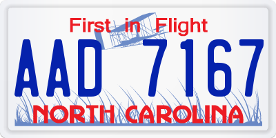 NC license plate AAD7167