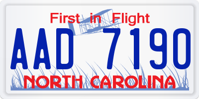 NC license plate AAD7190