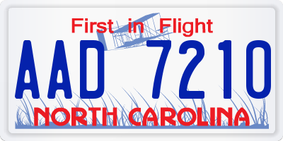 NC license plate AAD7210