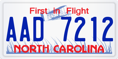 NC license plate AAD7212