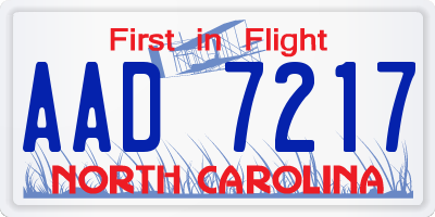 NC license plate AAD7217