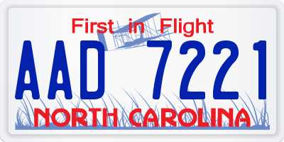 NC license plate AAD7221