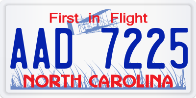 NC license plate AAD7225