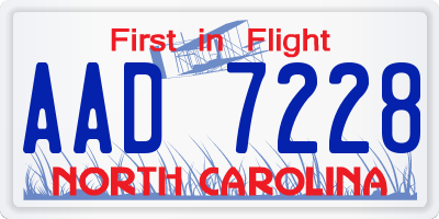 NC license plate AAD7228