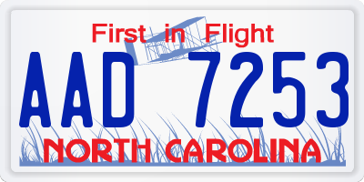 NC license plate AAD7253