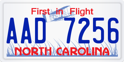 NC license plate AAD7256