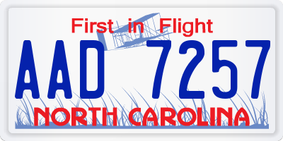 NC license plate AAD7257
