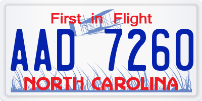 NC license plate AAD7260