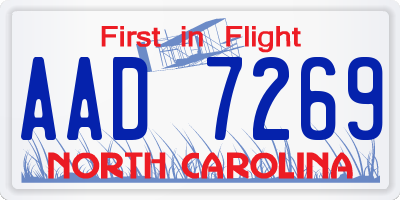 NC license plate AAD7269