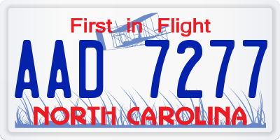 NC license plate AAD7277