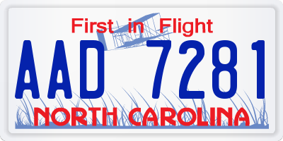 NC license plate AAD7281