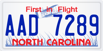 NC license plate AAD7289