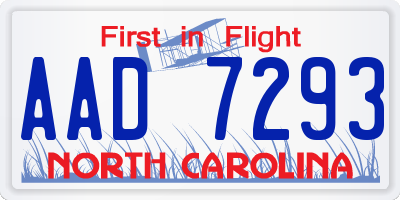NC license plate AAD7293