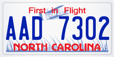 NC license plate AAD7302