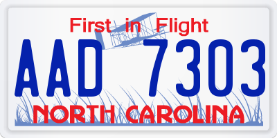 NC license plate AAD7303