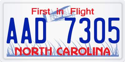 NC license plate AAD7305