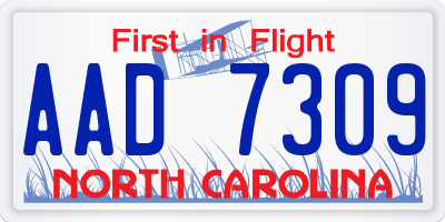 NC license plate AAD7309