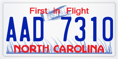 NC license plate AAD7310