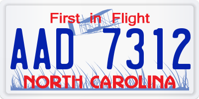 NC license plate AAD7312