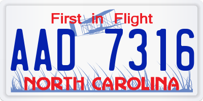 NC license plate AAD7316