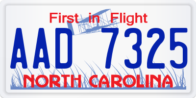 NC license plate AAD7325